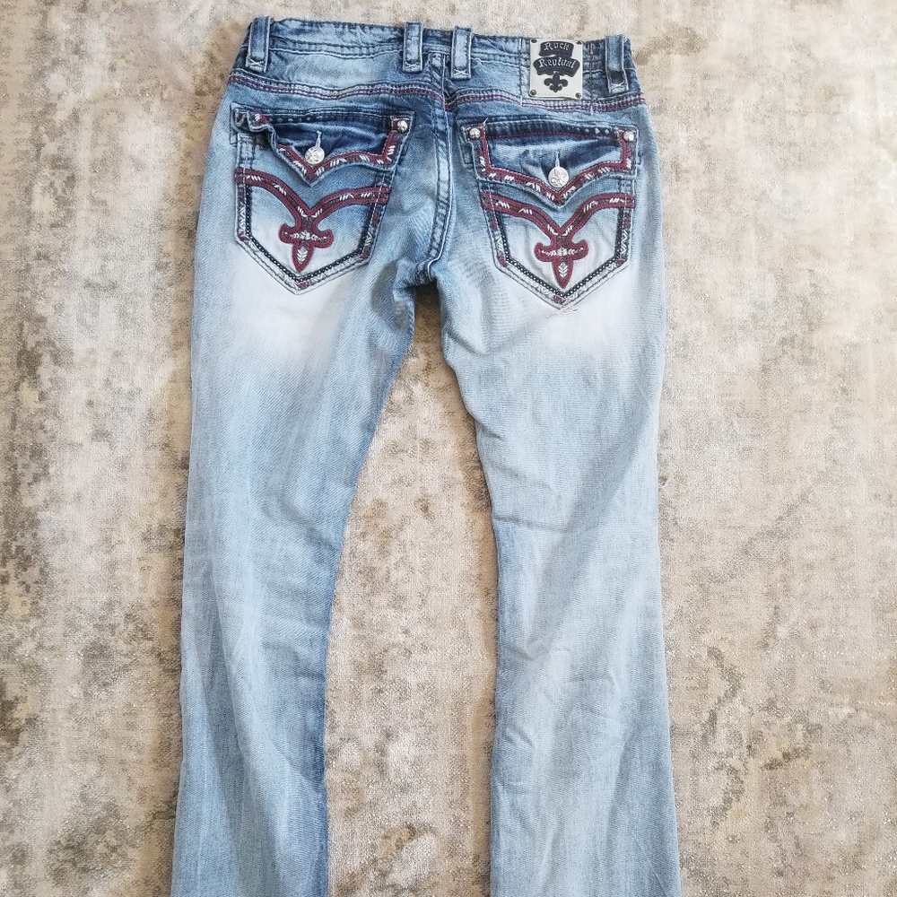 Rock Revival Ben Straight Leg Distressed Jeans 34